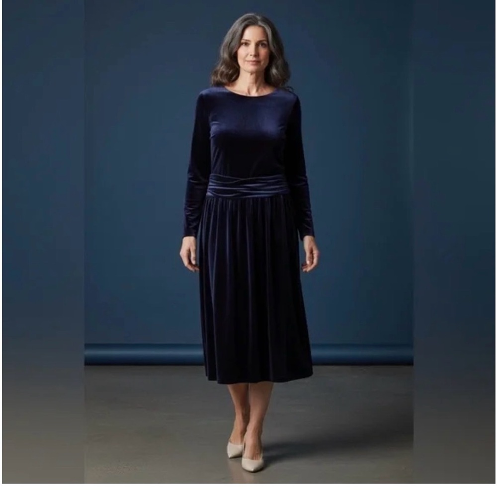 Boden Abigail Velvet Dress Navy 10L